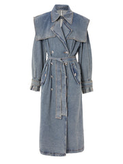 Denim Trench Coat – Classic Cotton-poly Tailored Length