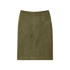 Vintage Olive Suede Skirt Suit