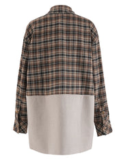 Dual-Tone Khaki Plaid Patchwork Blazer