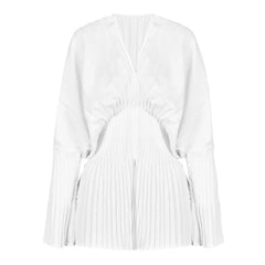 Elegant V-Neck Pleated Blouse