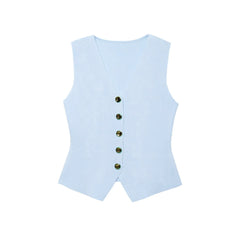 Elegant Solid Knitted Vest Skirts Sets