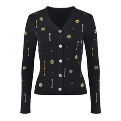 Embellished Knit Cardigan Sweater