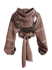 Contrast Cut-Out Hooded Sweatshirt