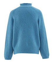 Cozy Blue Turtleneck Knit Sweater