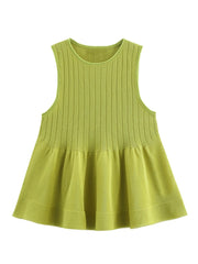 Summer 2025 Green Tiered Knit Sleeveless Vest