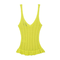 Women’s V-Neck Hollow Crochet Sling Blouse