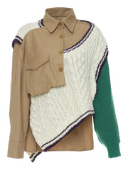 Irregular Khaki Knit Sweater