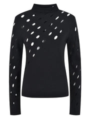 Chic Hollow Mock Neck Knit Pullover