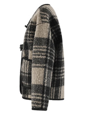 Classic Plaid Wool-Blend Toggle Coat