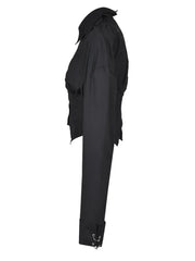 Irregular Lapel Cropped Blouse