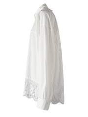 Elegant Hollow Lace Hem Blouse – Timeless White