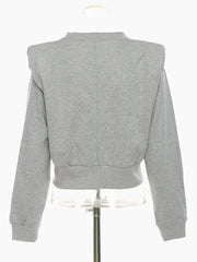 Gray Pleated Pullover Sweatshirt