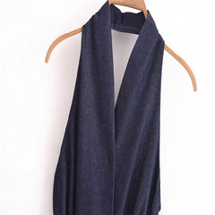 Halter Neck Backless Dress With Belt