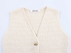 Ivory Knitted Vest & Mini Skirt Set