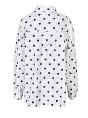 White Polka Dot Loose-Fit Blouse