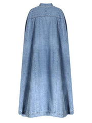 Denim Irregular Cloak – Asymmetric Cotton-poly Drape