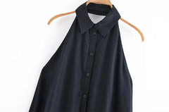 Midnight Muse Halter Shirt-Dress