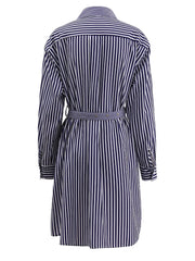 Striped Color-block Belted Shirt