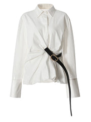 Elegant White Pleated Blouse