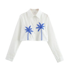 Porcelain Print Shirt Skirt Set – Long Sleeve Top & a-line Skirt