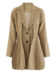 Khaki Irregular Spliced Blazer – Flexible Jersey Drape