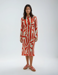 Striped Pleated Contrast Dress