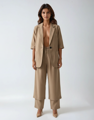 Striped Buttoned Pants Set