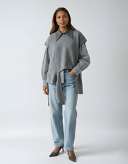 Striped Layered Asymmetrical Blouse