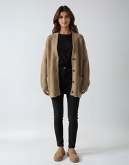 V-Neck Knitted Sweater with Pockets