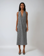 V-neck Halter Backless Midi Dress