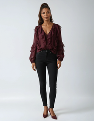 V Neck Hollow Out Chic Tops