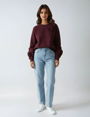 Wine Blossom Pullover Sweatshirt