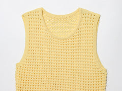Vintage Yellow Knit Vest – Sleeveless Commuting Chic