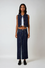 Denim Crop Top and Maxi Skirt Set
