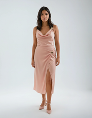 2 Piece High-Waist Midi Skirt & Backless Halter Crop Top