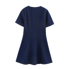 Sophisticated Knit Mini Dress – V-Neck Ruffle Charm