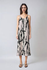Sumi-Ink Mirage Slip Midi Dress
