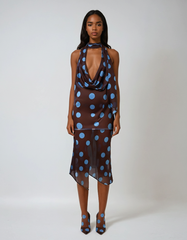 Asymmetric Polka Dot Midi Skirt