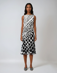 Black Polka Dot Backless Dress – Summer Mid-calf Elegance