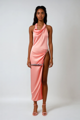 2 Piece High-Waist Midi Skirt & Backless Halter Crop Top