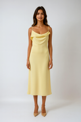 Thin-Strap Backless Linen Midi Dress