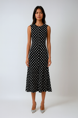 Black Boho Dot Midi Dress – Sleeveless O-neck Summer Style
