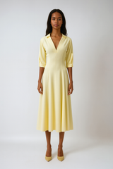 Elegant Lapel Shirt Dress – a-line Long Dress With Half Sleeves