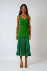 Green Pleated Knitted Maxi Dress