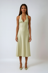 Halter Satin Maxi Dress