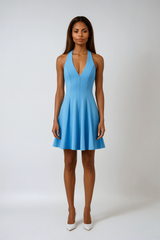 Pleated Halter Mini Dress – Summer Blue Edition