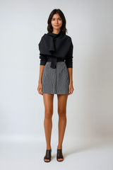 Two-Tone Striped Turtleneck Sweatshirt