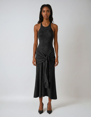 Dark Gray Hollow-out Bandage Vest Dress