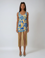 Floral Tassel Cami Zip Dress
