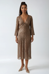 Sequined Translucent Midi Dress